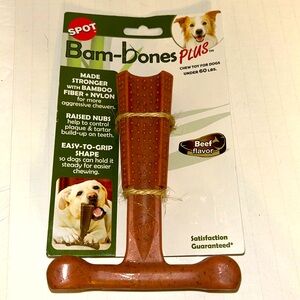 Spot Bam-Bones Plus 6” Medium Beef Flavor #54491 chew toy for dogs under 60Lb
